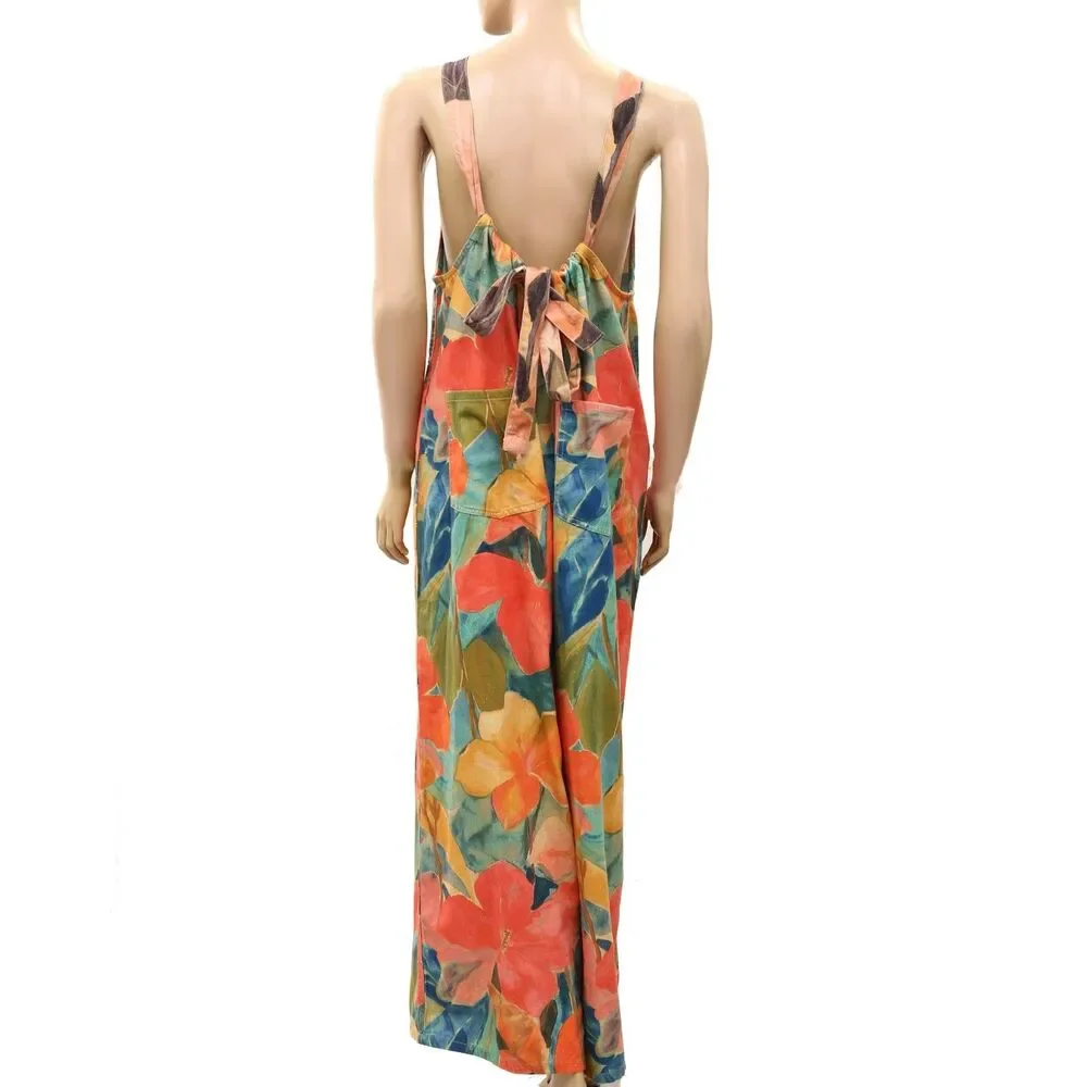 Free People We The Free Freebird Printed Jumpsuit Dress Wide Leg Cotton M 289692